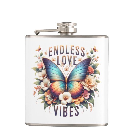 Endless Love Vibes Schmetterling Art-96281 Flachmann (Vorderseite)