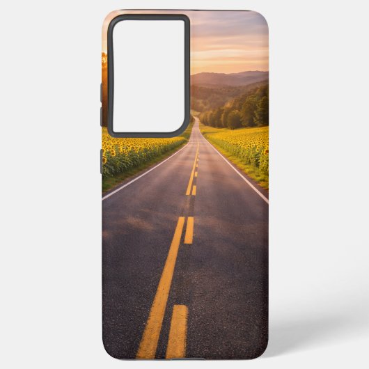 Endless Road Through Desert Landscape Phone Case Samsung Galaxy Hülle (Rückseite)