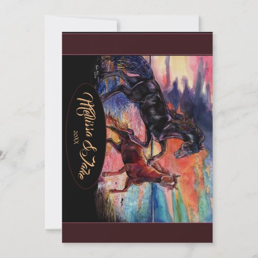 Endless Sky Romantic Watercolor Pferde Einladung (Rückseite)