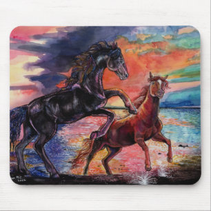 Endless Sky Watercolor Pferde Mousepad