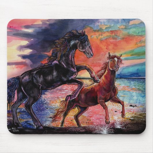 Endless Sky Watercolor Pferde Mousepad (Vorne)