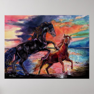 Endless Sky Watercolor Pferde Poster
