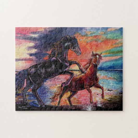 Endless Sky Watercolor Pferde Puzzle (Horizontal)