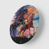 Endless Sky Watercolor Pferde Runde Wanduhr (Winkel)