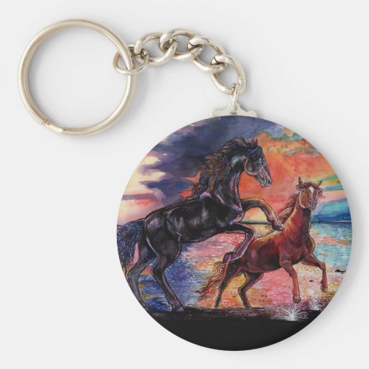 Endless Sky Watercolor Pferde Schlüsselanhänger (Vorne)