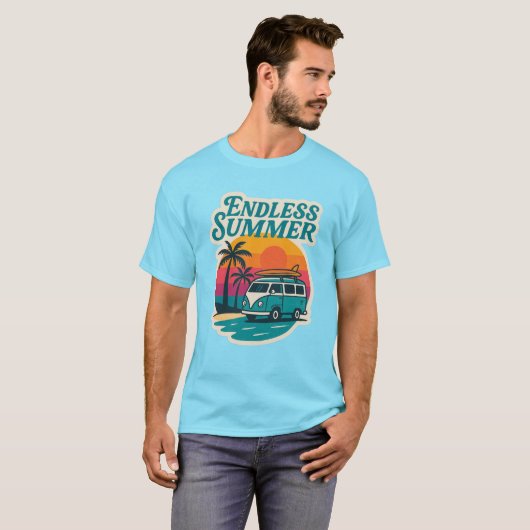 Endless Summer – Retro Surf Van Sunset T-Shirt (Vorne ganz)