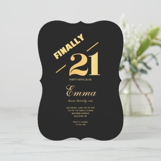 Endlich 21 Geburtstagsparty Einladung (Stehend Vorderseite)
