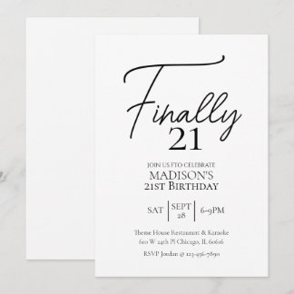 Endlich 21 Schwarz & Weiß 21. Geburtstag Einladung