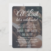 Endlich 2 Foto Simple Overlay Hochzeitsfeier Save The Date (Vorderseite)
