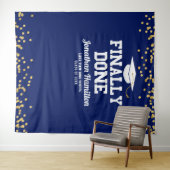 Endlich Abschluss Navy Blue Graduation Party Hinte Wandteppich (Beispiel (Horizontal))