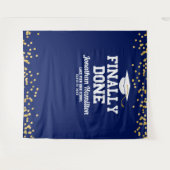 Endlich Abschluss Navy Blue Graduation Party Hinte Wandteppich (Vorderseite (Horizontal))