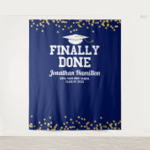 Endlich Abschluss Navy Blue Graduation Party Hinte Wandteppich (Vorderseite)