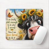 Endlich alt genug Kuh Mousepad (Mit Mouse)