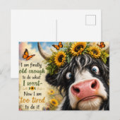 Endlich alt genug Kuh Postkarte (Vorne/Hinten)