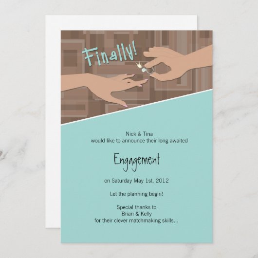 Endlich! Ankündigung der Verlobung (Vorne/Hinten)