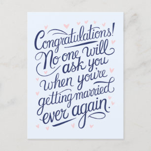 Endlich bekommen verheiratete lustige Paare Hochze Postkarte