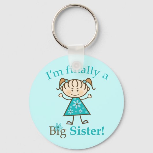 Endlich bin ich ein Big Sister Strichmännchen Girl Schlüsselanhänger (Vorderseite)