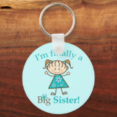 Endlich bin ich ein Big Sister Strichmännchen Girl Schlüsselanhänger (Vorderseite)