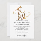 Endlich Black Gold Script Typografy Wedding Einladung (Vorderseite)