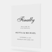 Endlich Black Script Wedding Willkommen Acrylschild (Winkel)