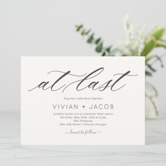 Endlich EDITABLE FARBE Moderne Hochzeitseinladung Dankeskarte (Stehend Vorderseite)