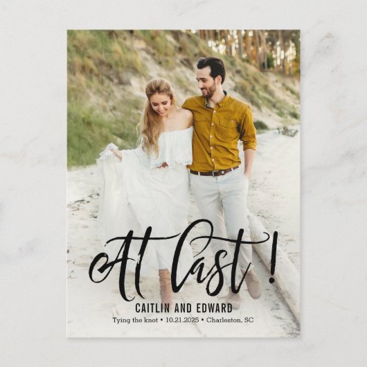 Endlich EDITABLE FARBE Save the Date Postkarte (Vorderseite)