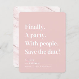 Endlich ein Party mit einfachem Text Rosa Minimali Save The Date
