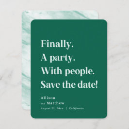 Endlich ein Party Simple Text Emerald Minimalistis Save The Date