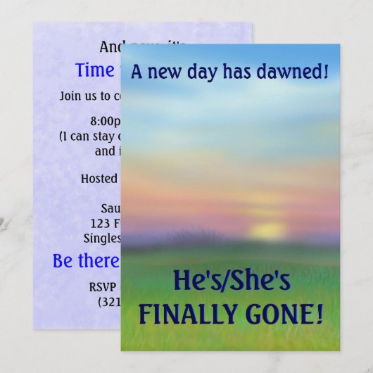 Endlich eine Scheidung Party Einladung (Vorne/Hinten)