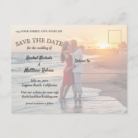 Endlich einfach das moderne Foto Hochzeit das Datu Ankündigungspostkarte (Rückseite)