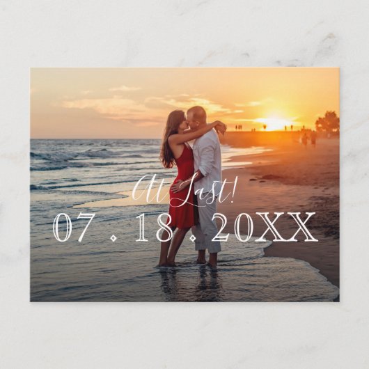 Endlich einfach das moderne Foto Hochzeit das Datu Ankündigungspostkarte (Vorderseite)