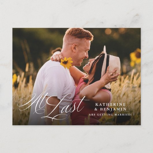 Endlich Elegantes Foto Save the Date Postkarte (Vorderseite)