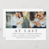 Endlich elegantes Schwarz-Weiß-Hochzeitsfest-Foto Save The Date (Vorne/Hinten)