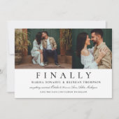 Endlich elegantes Schwarz-Weiß-Hochzeitsfest-Foto Save The Date (Vorderseite)