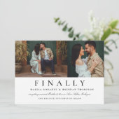 Endlich elegantes Schwarz-Weiß-Hochzeitsfest-Foto Save The Date (Stehend Vorderseite)