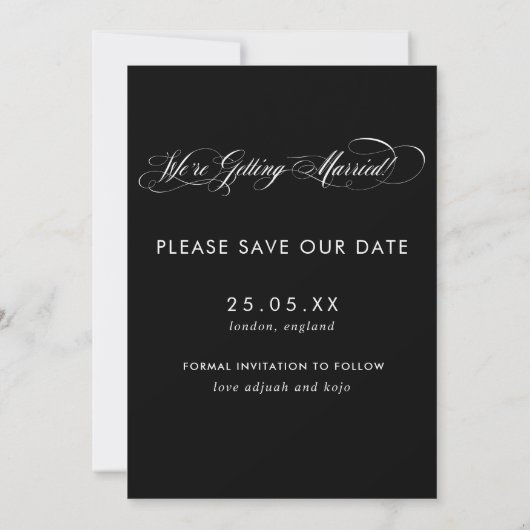 Endlich Elegantes Skript-Foto-Overlay Save The Date (Rückseite)