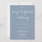 Endlich Ereignis Wedding Blue Typografy Minimal (Vorderseite)