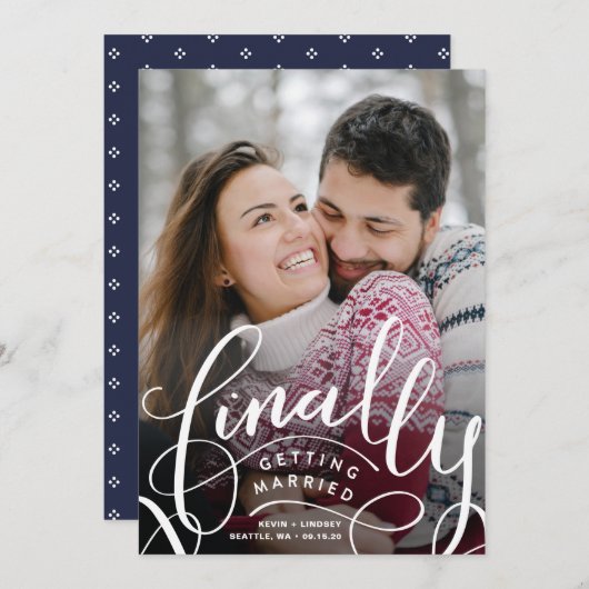 Endlich Erlangung Save the Date Karte (Vorne/Hinten)