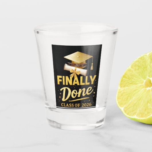 Endlich Fertig Abschlussklasse 2026 Abschlussdesig Schnapsglas (Vorderseite)