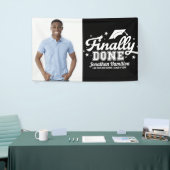 Endlich Fertig Black Graduation Party Foto Banner (Messeveranstaltung)