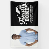 Endlich Fertig Black Graduation Party Foto Banner (Vertikal)
