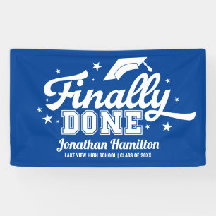 Endlich Fertig Blaue Abschlussfeier Banner