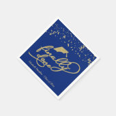 Endlich Fertig Gold Schrift Blau Abschlussfeier Serviette (Ecke)