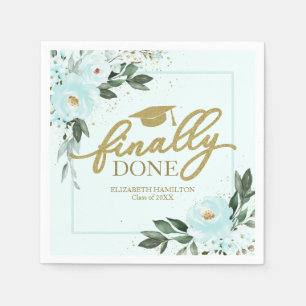 Endlich Fertig Gold Türkis Floral Abschlussfeier Serviette