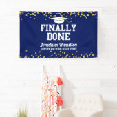 Endlich Fertig Navy Blue Graduation Party Banner (Insitu)
