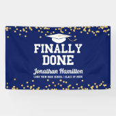 Endlich Fertig Navy Blue Graduation Party Banner (Horizontal)