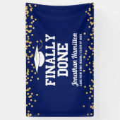 Endlich Fertig Navy Blue Graduation Party Banner (Vertikal)