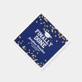 Endlich Fertig Navy Blue Graduation Party Serviette (Ecke)