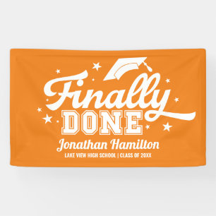 Endlich Fertig Orange Abschlussfeier Banner