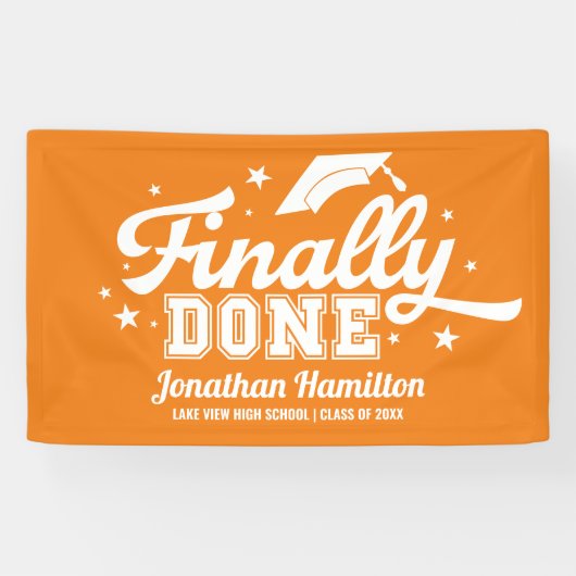 Endlich Fertig Orange Graduation Party Banner (Horizontal)